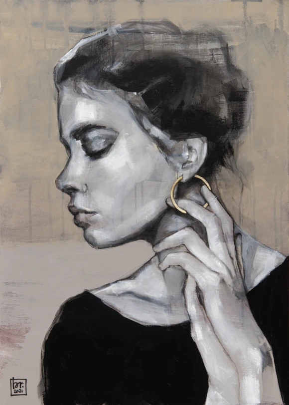 Girl with gold earrings